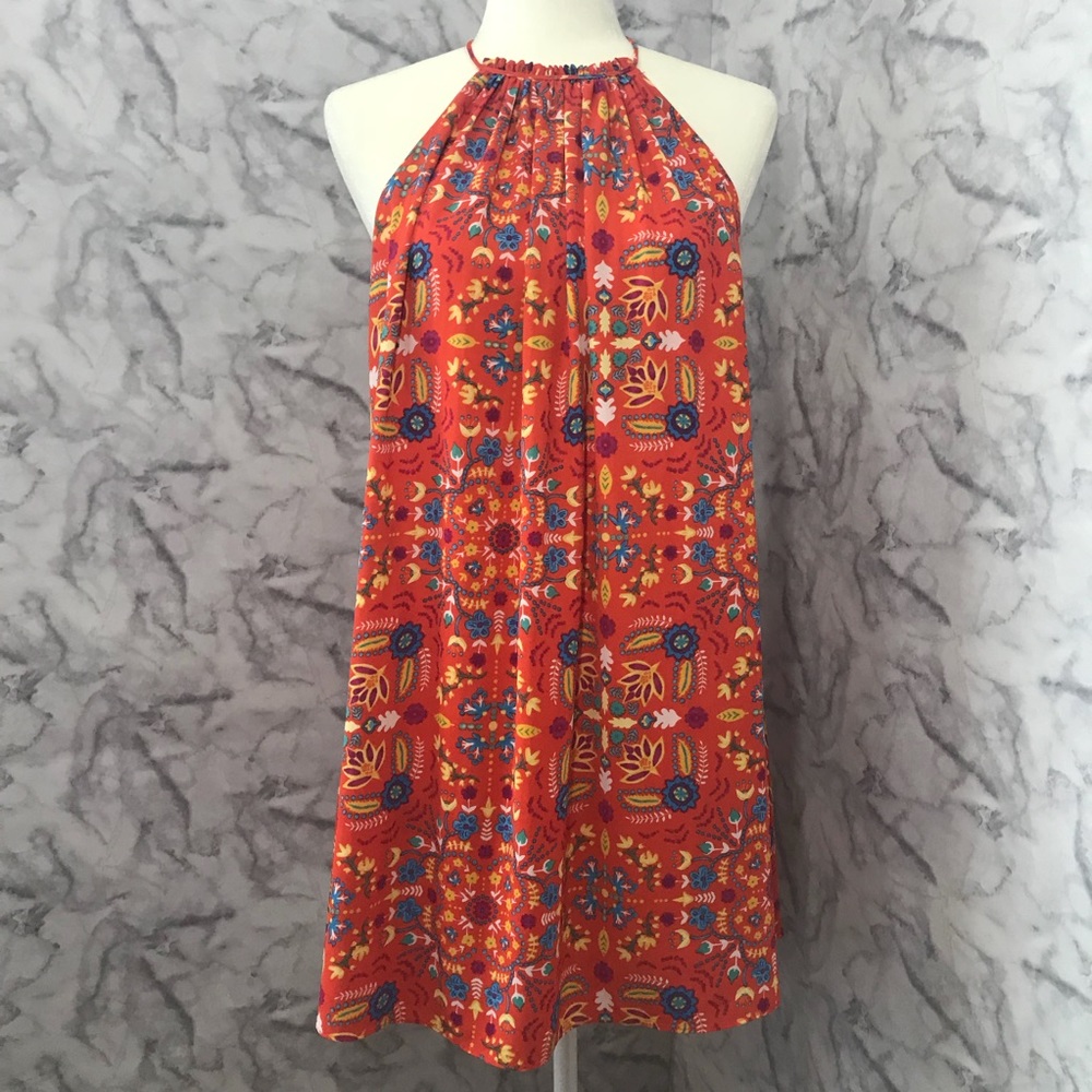 Everly Orange Floral Print Dress